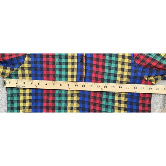 Limited Edition Units Vtg 80s Long Sleeve Polo Shirt Colorful USA Made Women's M - Picture 5 of 10